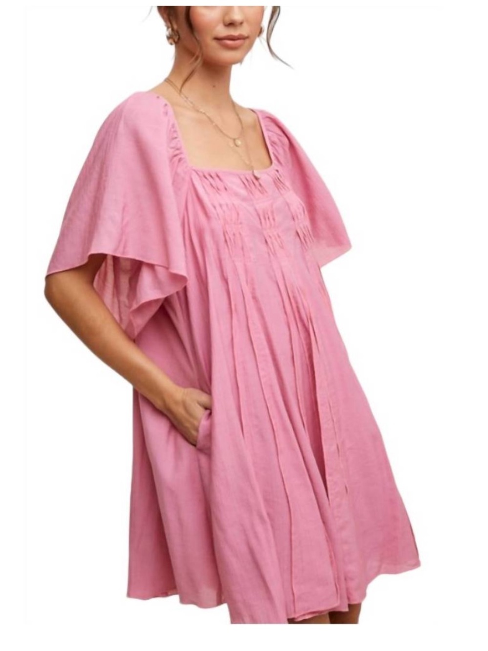 LISTICLE ruffle design babydoll dress in pink - Small